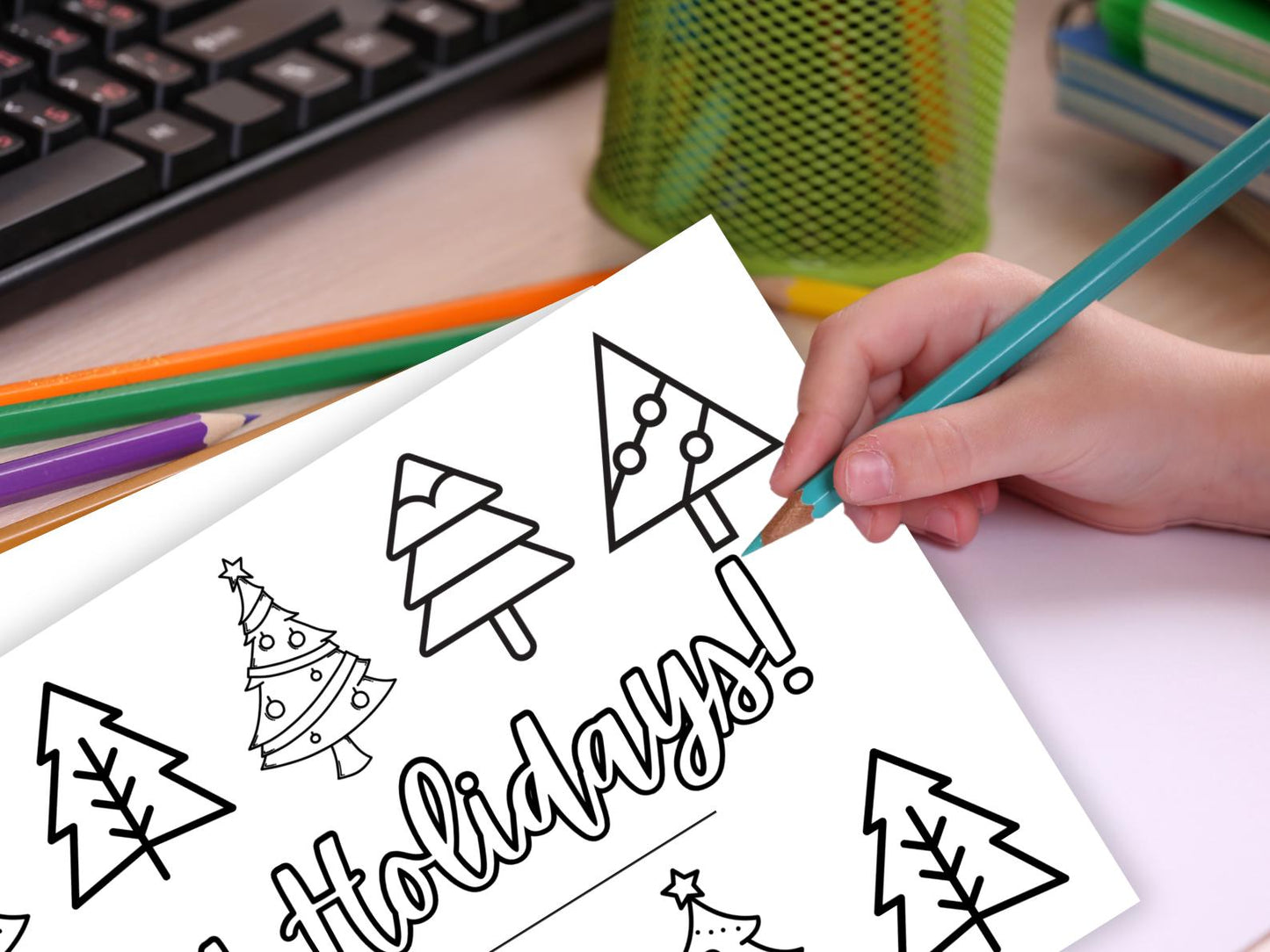 Christmas Holiday Blessings Coloring Placemats, Legal Size, PDF & Canva Template