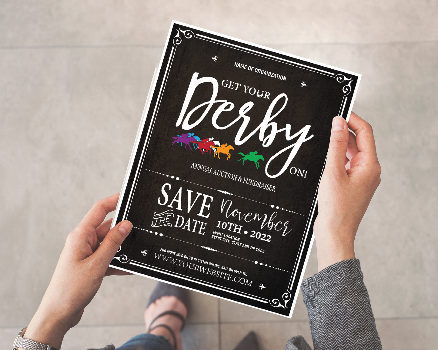 Get Your Derby On Fundraiser 8.5x11 Flyer, Digital Invite