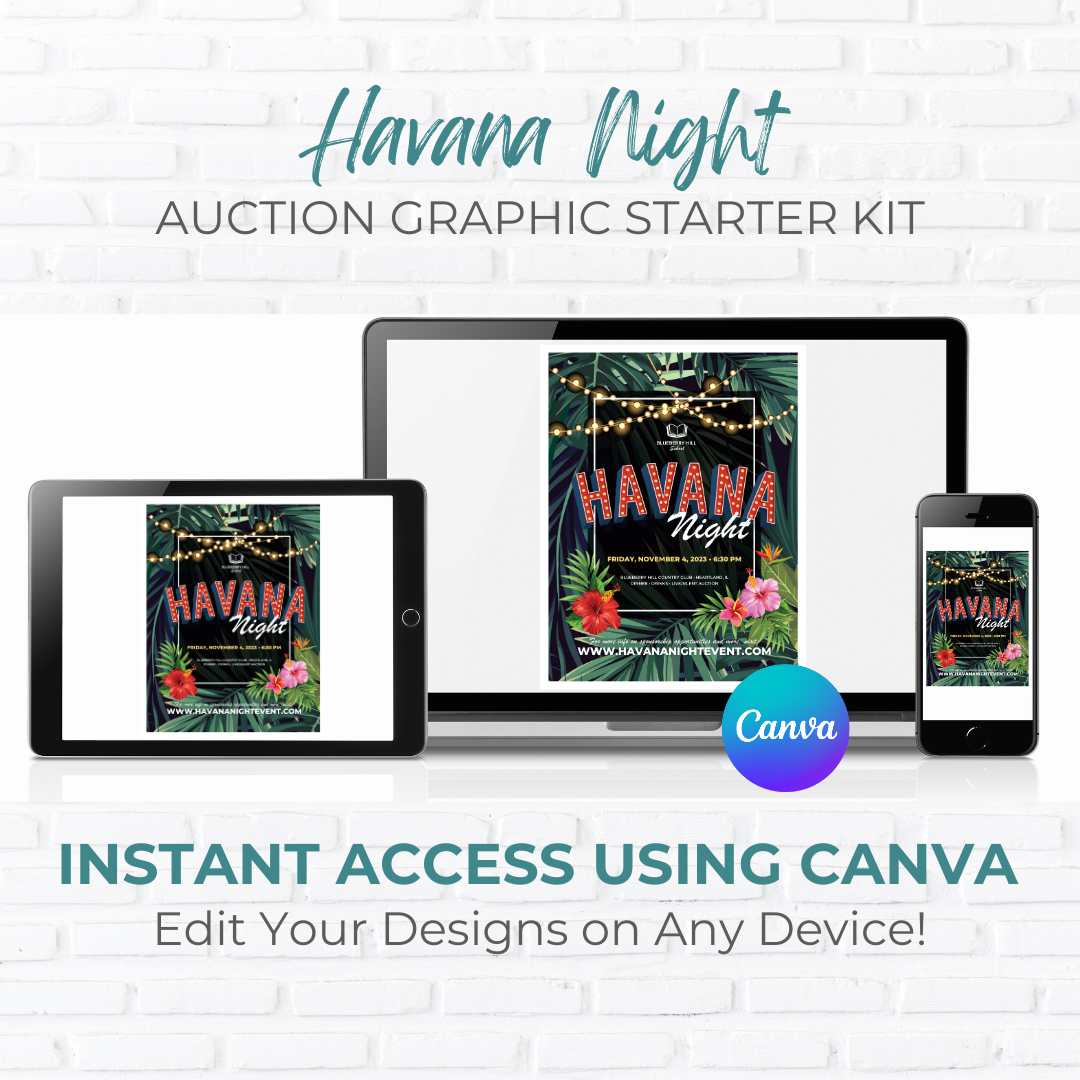 Tropical Havana Night Auction Fundraiser Graphic Starter Pack