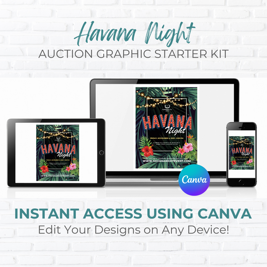 Tropical Havana Night Auction Fundraiser Graphic Starter Pack