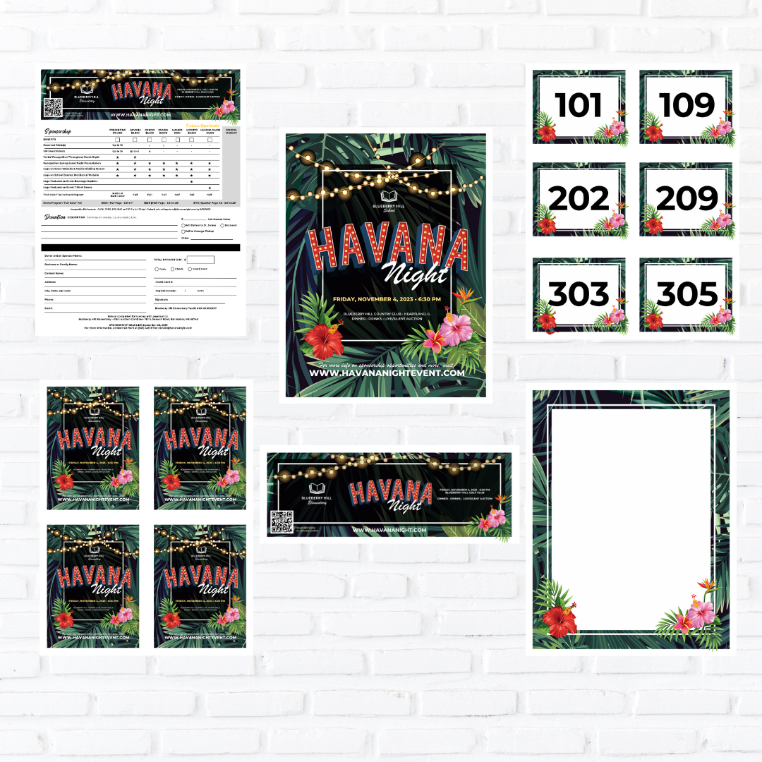 Tropical Havana Night Auction Fundraiser Graphic Starter Pack