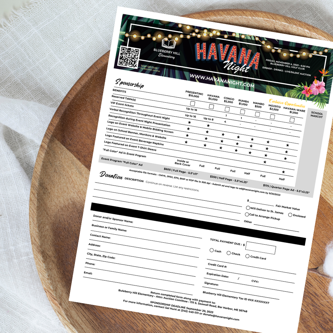 Tropical Havana Night Auction Fundraiser Graphic Starter Pack