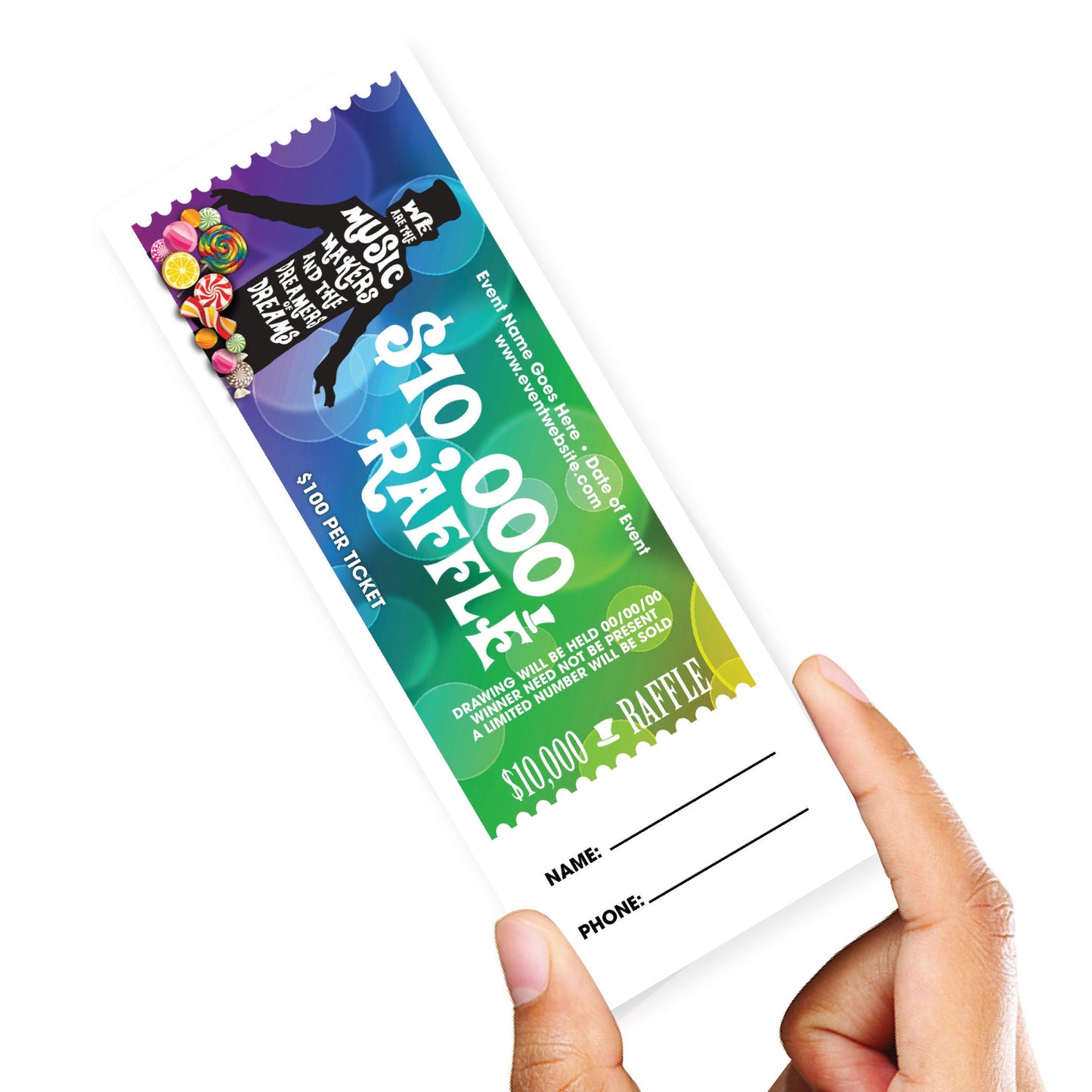 Candy Factory Raffle Ticket, Digital Download, Editable Fundraising for Schools or Organizations