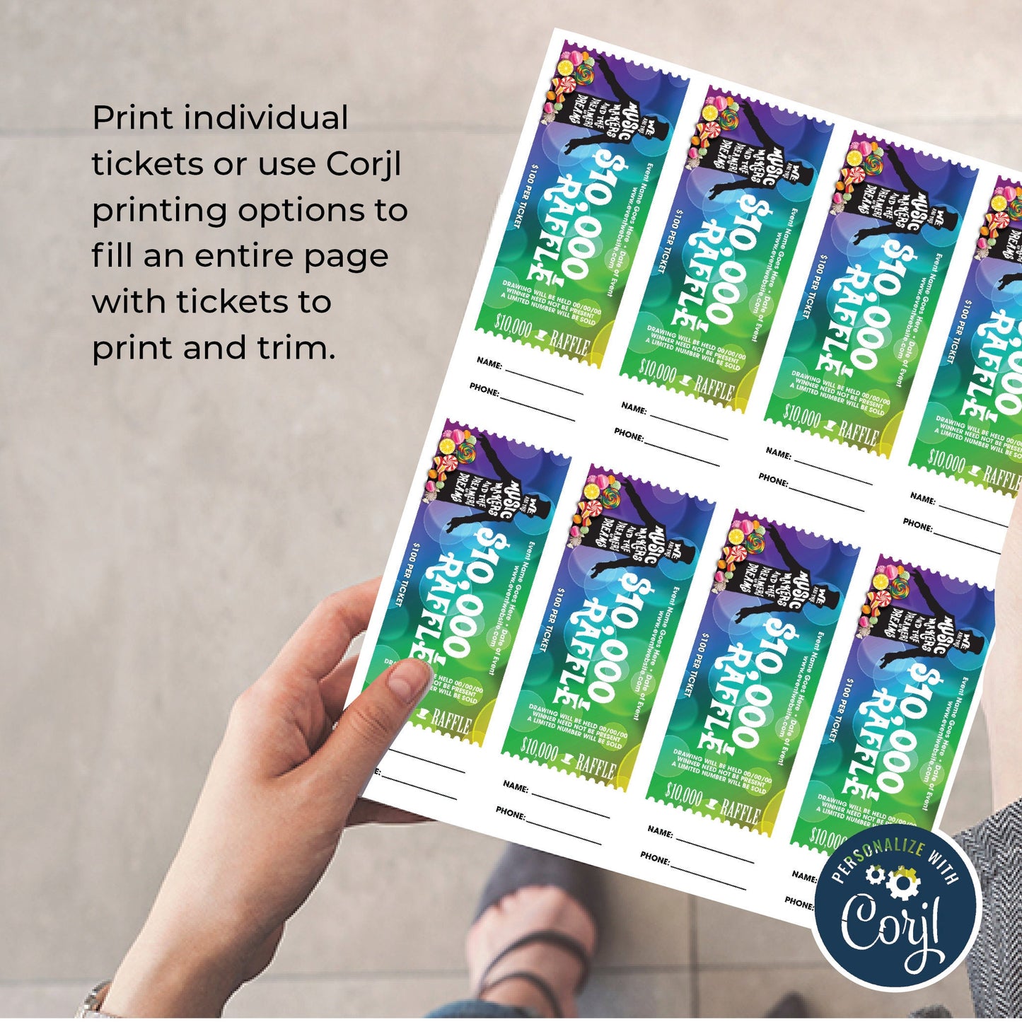 Candy Factory Raffle Ticket, Digital Download, Editable Fundraising for Schools or Organizations