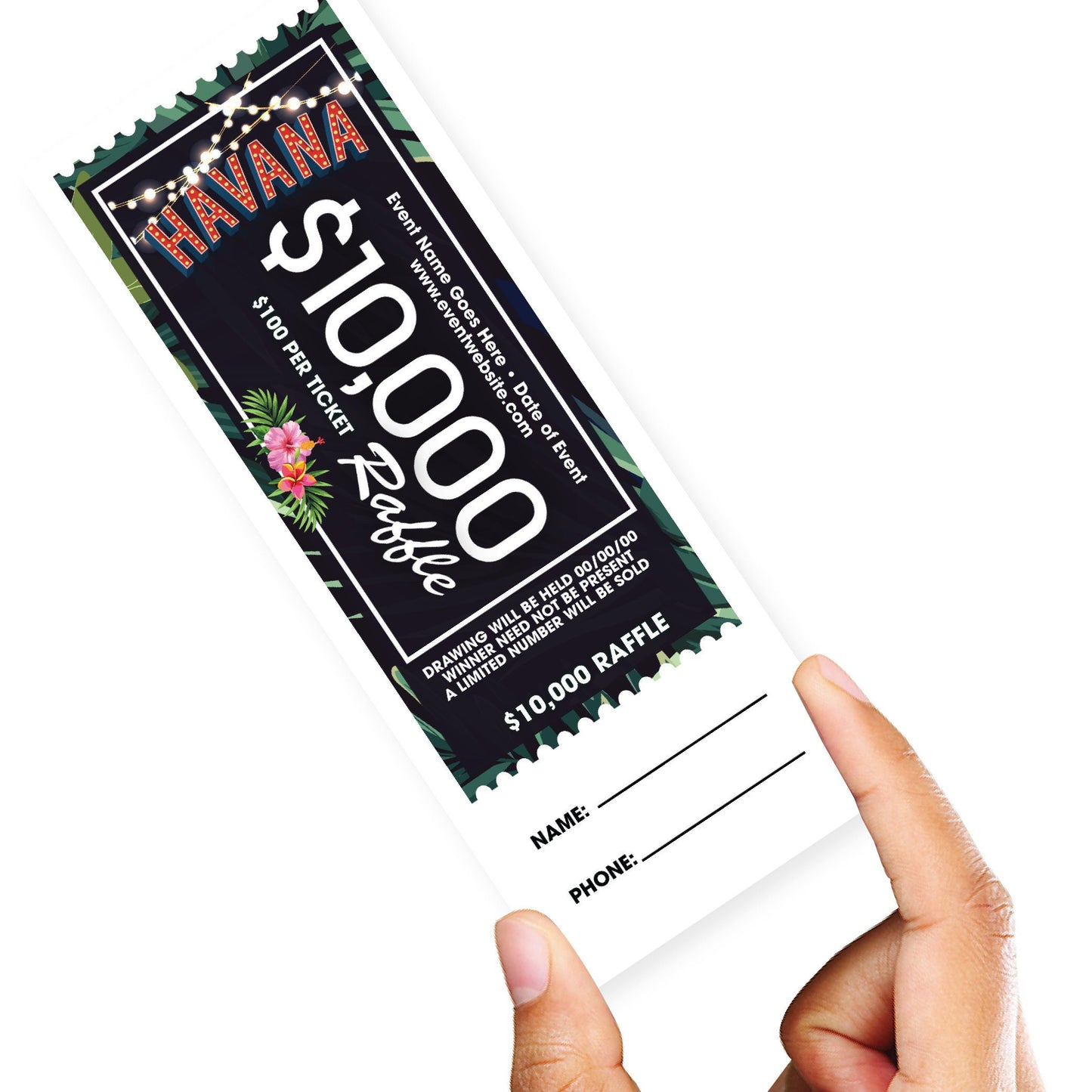 Havana Night Raffle Ticket, Digital Download, Editable Fundraising for Schools or Organizations