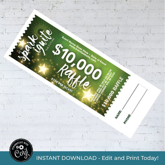 Be the Spark Ignite the Future Raffle Ticket, Digital Download, Editable Fundraising for Schools or Organizations