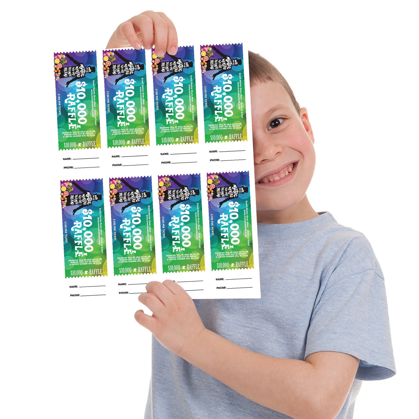 Candy Factory Raffle Ticket, Digital Download, Editable Fundraising for Schools or Organizations