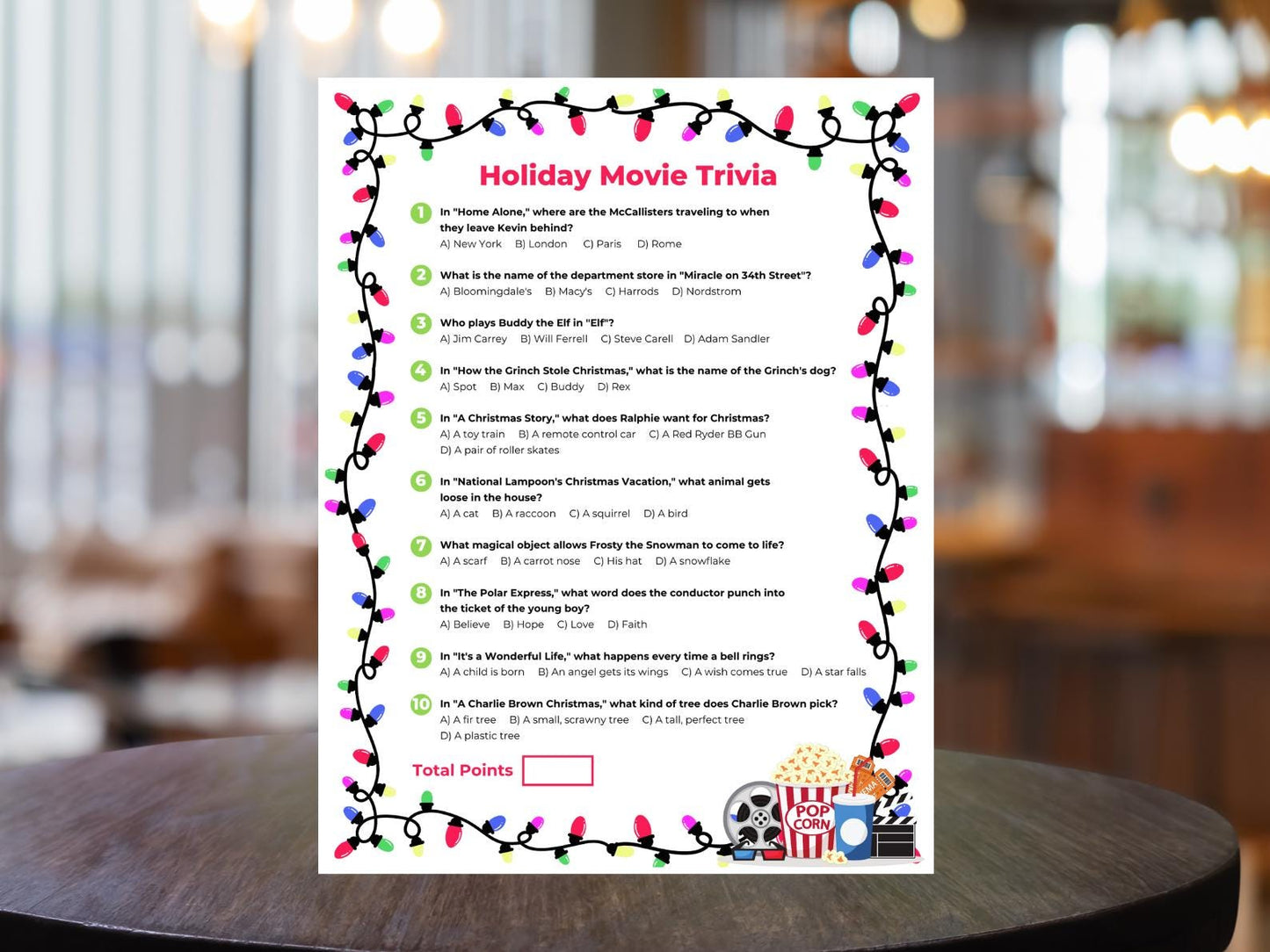 Christmas Movie Trivia Game: Holiday Party Fun (PDF Download)