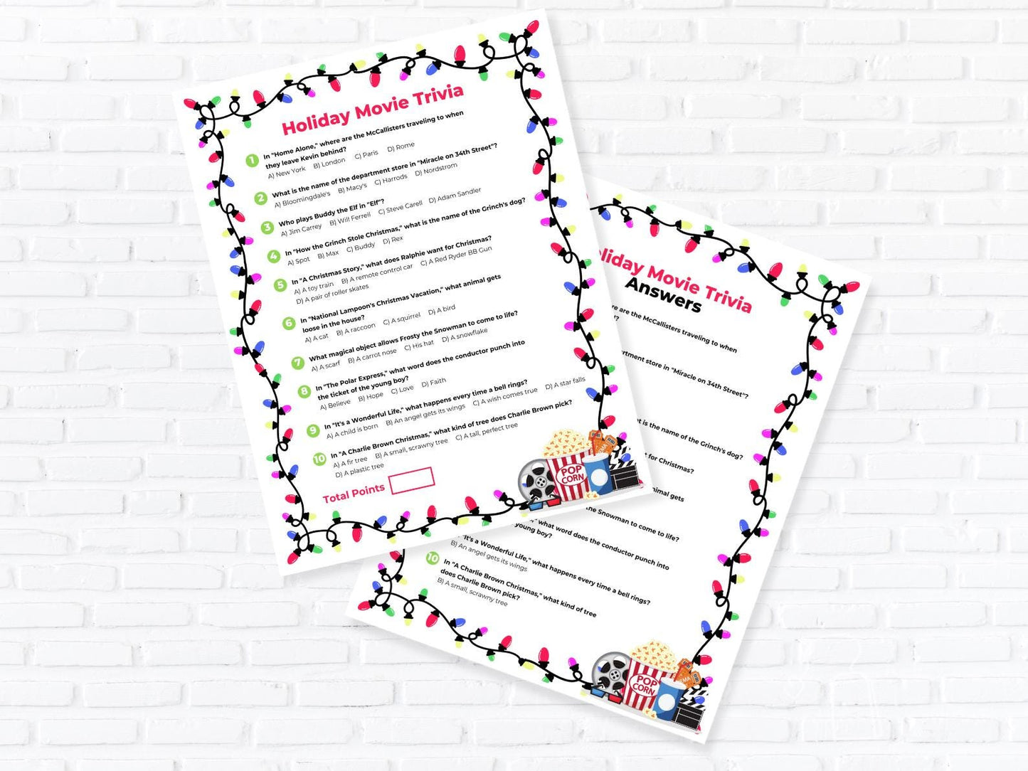 Christmas Movie Trivia Game: Holiday Party Fun (PDF Download)