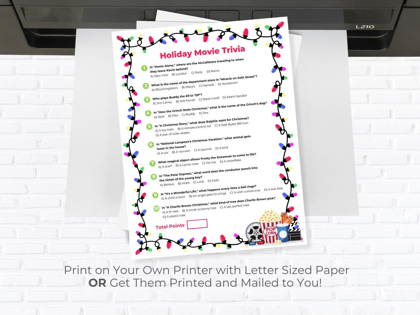 Christmas Movie Trivia Game: Holiday Party Fun (PDF Download)