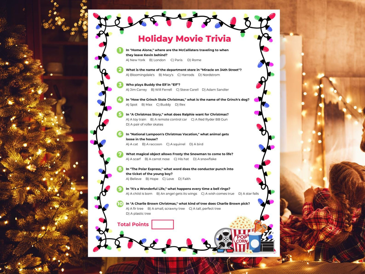 Christmas Movie Trivia Game: Holiday Party Fun (PDF Download)