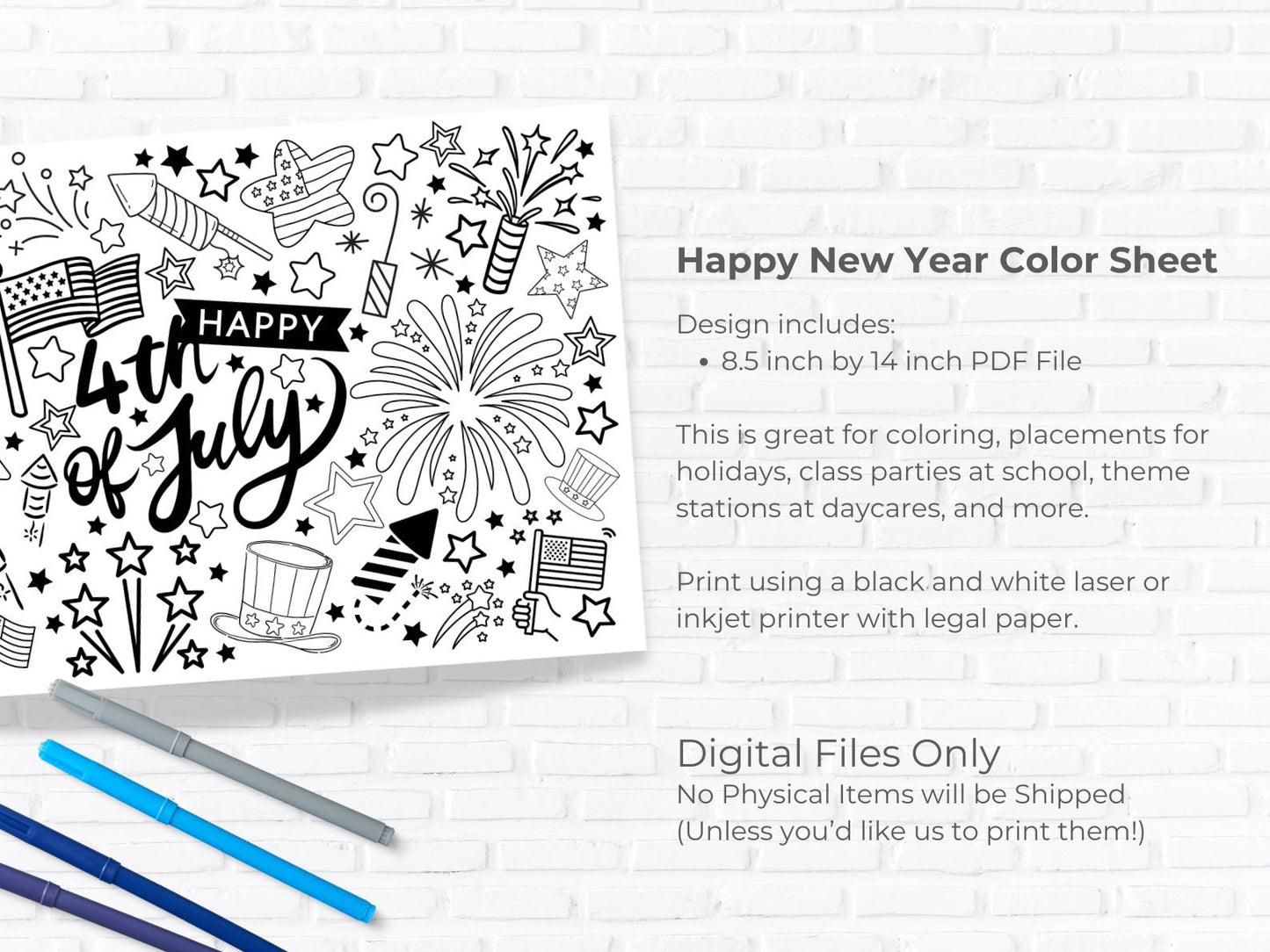 Celebrate Independence Day with a Printable Coloring Placemat for Kids - Instant Download Fun!
