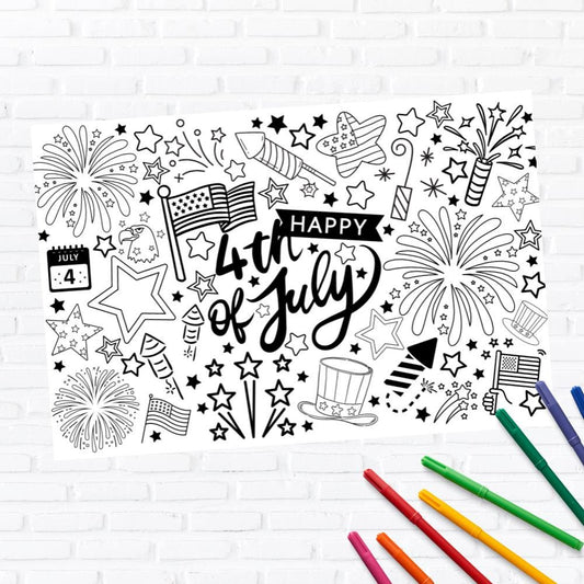Celebrate Independence Day with a Printable Coloring Placemat for Kids - Instant Download Fun!