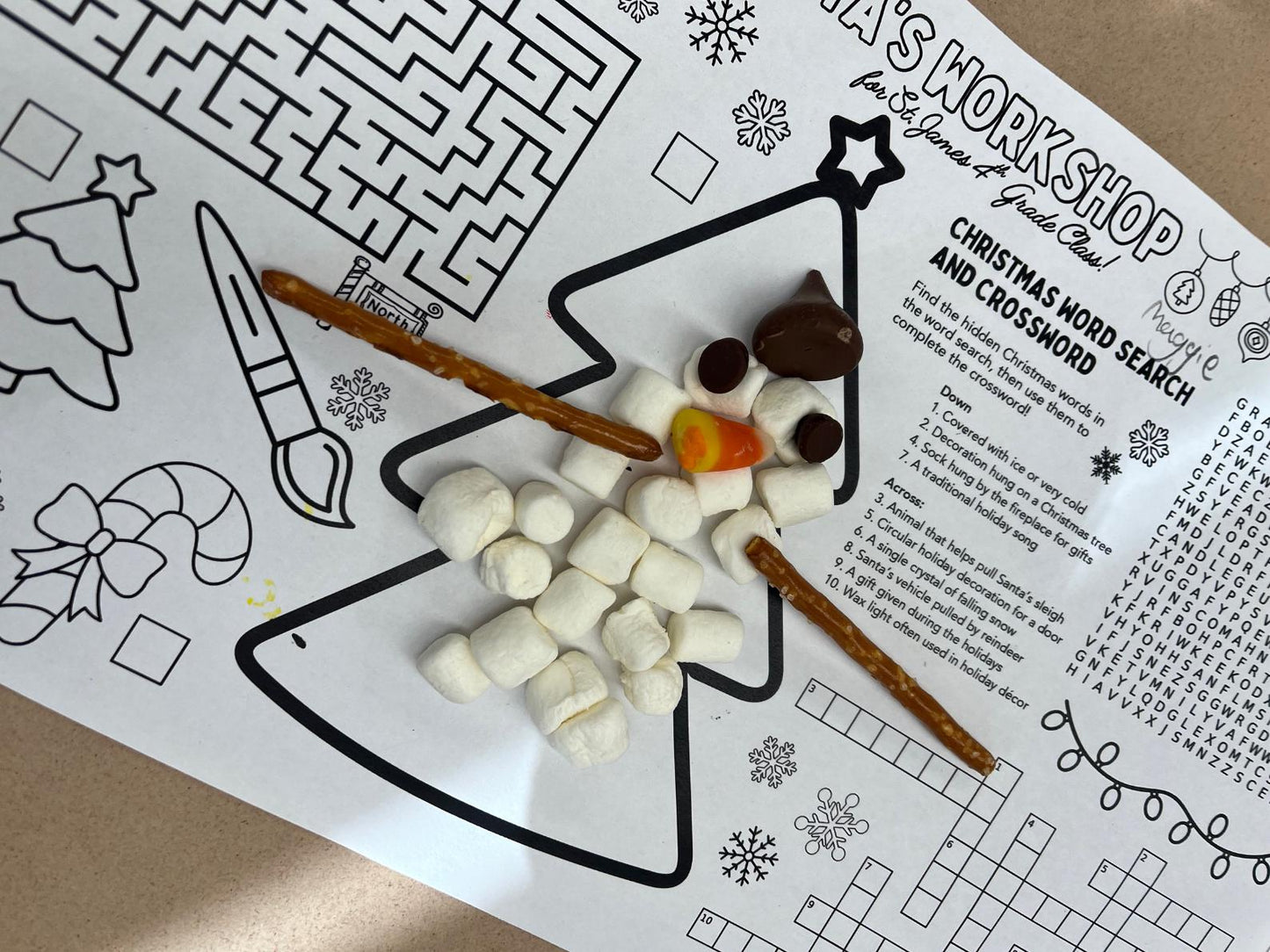 Christmas Activity Placemat | Santa's Worksheet, Games (Legal Size PDF & Canva Template)