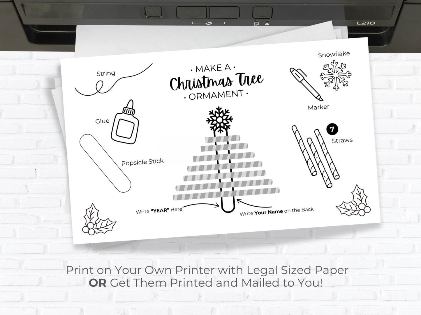 Christmas Tree Ornament Craft Placemat, Kids Holiday Activity (PDF Printable and Canva Template)
