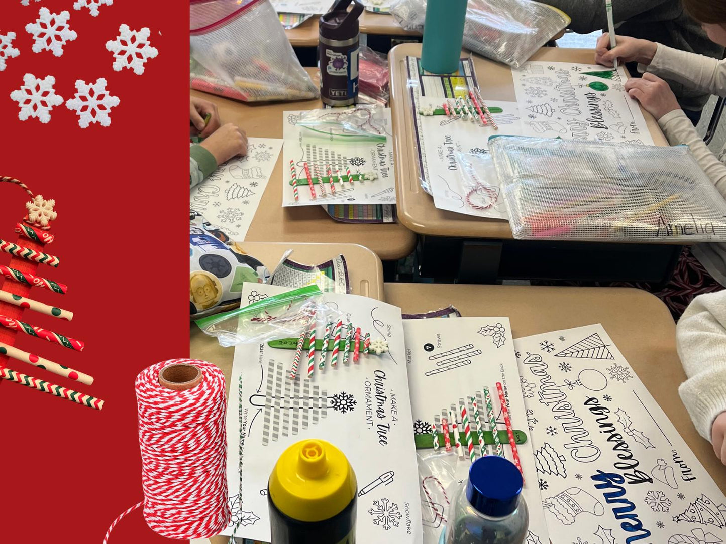 Christmas Tree Ornament Craft Placemat, Kids Holiday Activity (PDF Printable and Canva Template)
