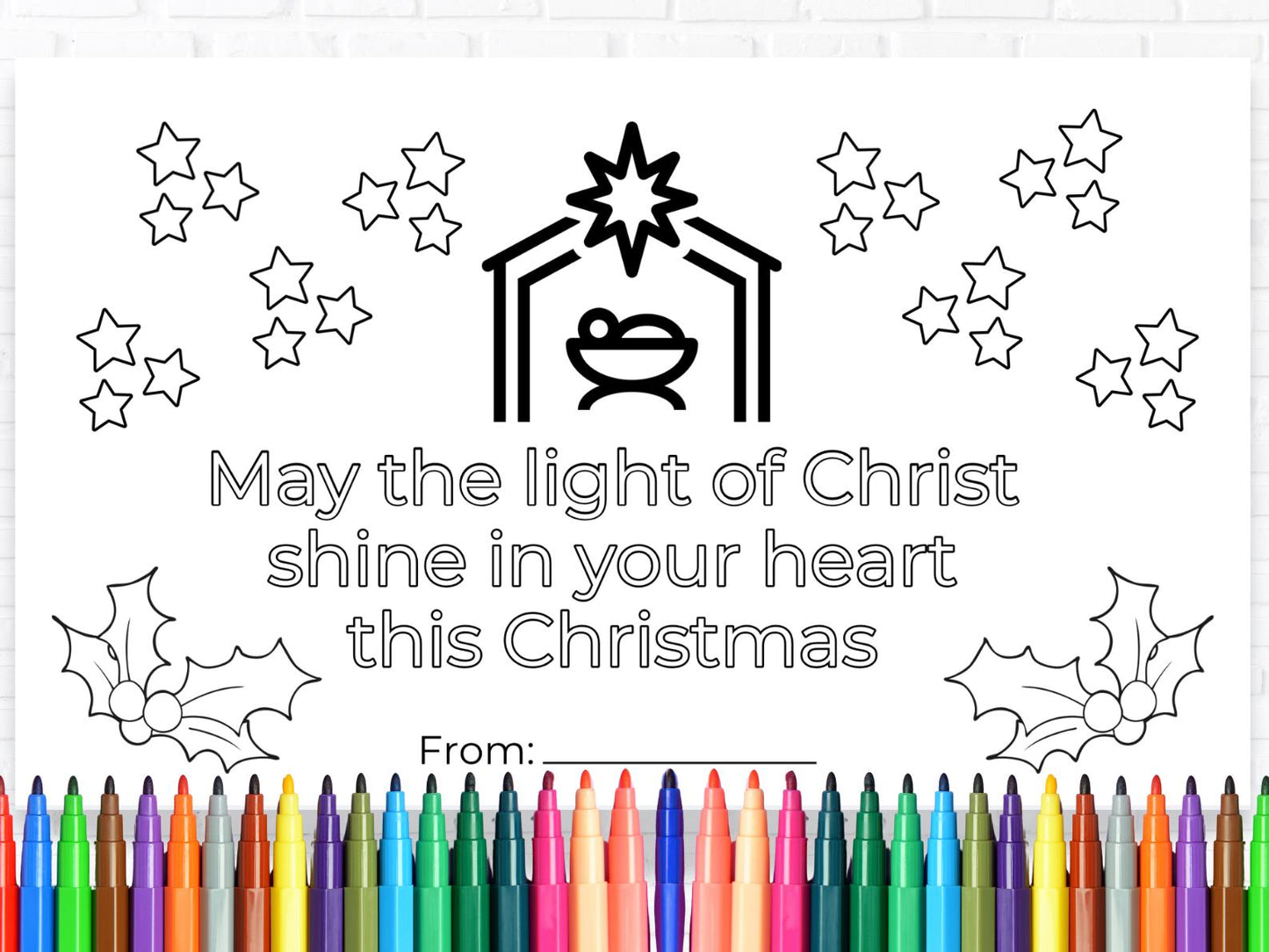 Christmas Holiday Blessings Coloring Placemats, Legal Size, PDF & Canva Template