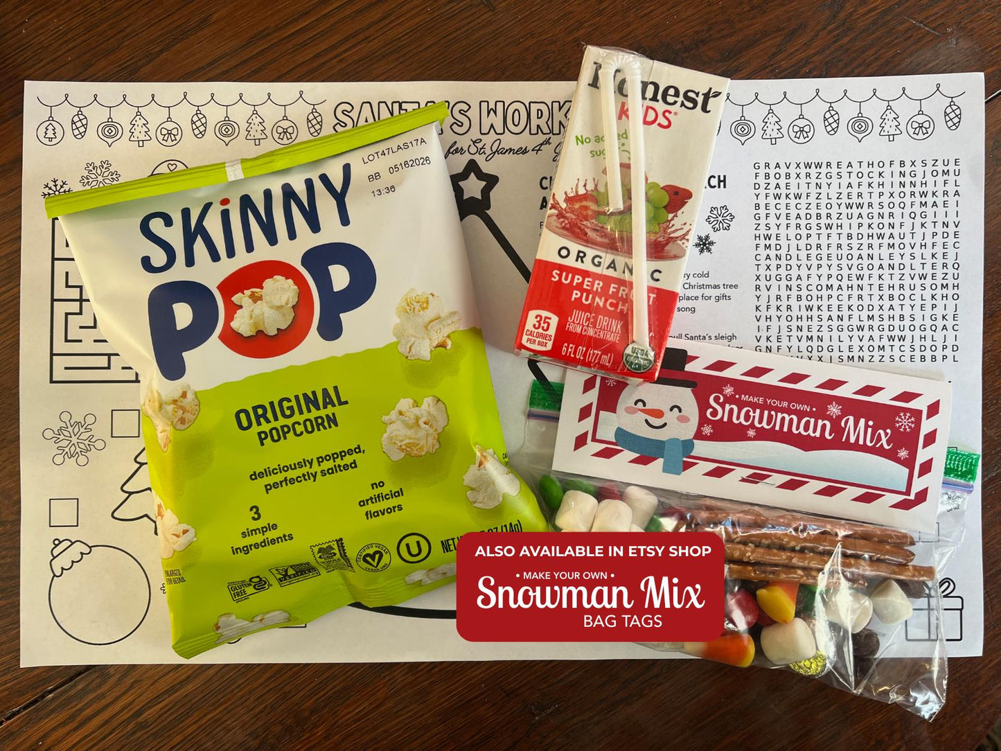 Christmas Activity Placemat | Santa's Worksheet, Games (Legal Size PDF & Canva Template)