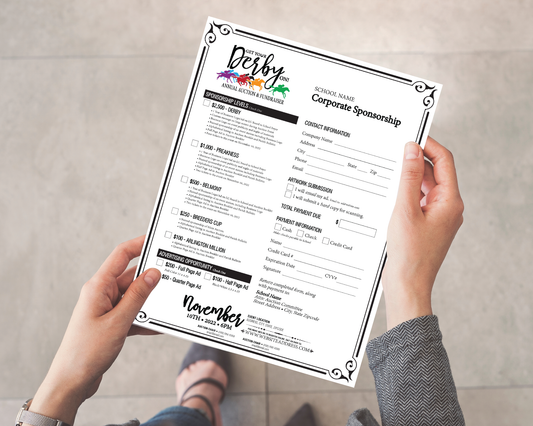 Get Your Derby On Fundraiser 8.5x11 Sponsor Acquisition Flyer, Digital Flier